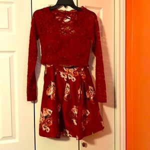 Two-piece, long sleeve, floral dress